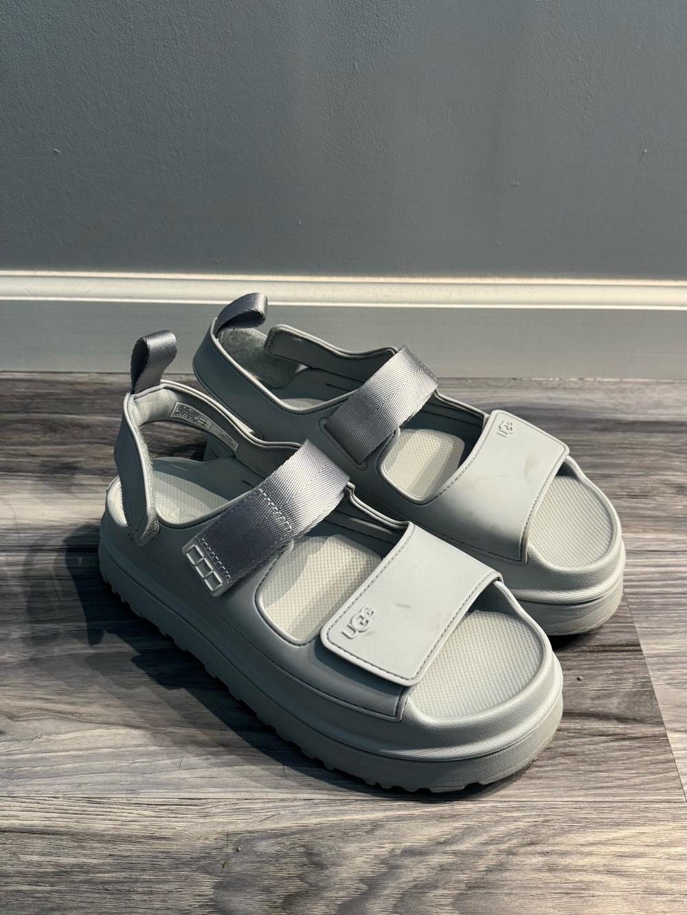 UGG White Platform Hook-and-Loop Sport Sandals